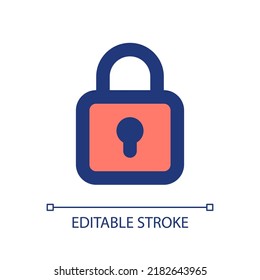 Locked padlock pixel perfect RGB color ui icon. Restriction. Security settings. Simple filled line element. GUI, UX design for mobile app. Vector isolated pictogram. Editable stroke. Arial font used