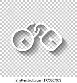 Locked padlock, private information, simple icon. White linear icon with editable stroke and shadow on transparent background