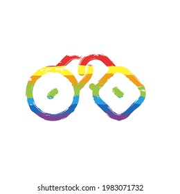 Candado bloqueado, información privada, icono simple. Signo de dibujo con estilo LGBT, siete colores arcoiris (rojo, naranja, amarillo, verde, azul, índigo, violeta)