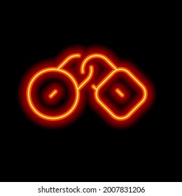 Locked padlock, private information, simple icon. Orange neon style on black background. Light linear icon with editable stroke