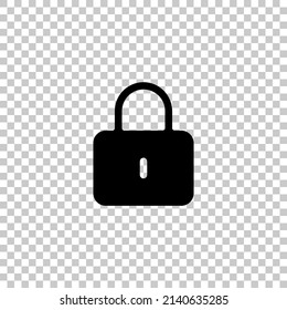 Locked padlock, private information, simple icon. Black symbol on transparent background
