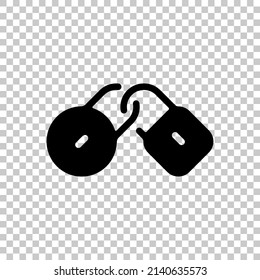 Locked padlock, private information, simple icon. Black symbol on transparent background