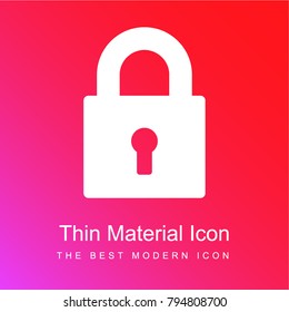 Locked padlock red and pink gradient material white icon minimal design
