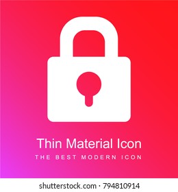 Locked padlock red and pink gradient material white icon minimal design