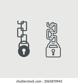 Locked padlock  vector icon illustration sign