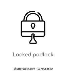 locked padlock vector line icon. Simple element illustration. locked padlock outline icon from security concept. Can be used for web and mobile