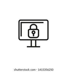 Locked page line icon. Screen, computer, password. Authentication concept. Can be used for topics like technology, interface, security