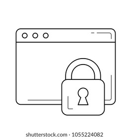 Locked page vector line icon isolated on white background. Internet page with lock line icon for infographic, website or app.