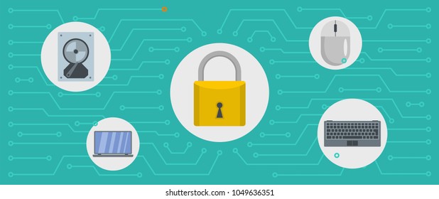 Locked phone banner. Flat illustration of locked phone vector banner for web