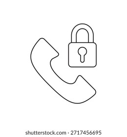 Icono de línea simple de seguridad de llamada telefónica bloqueada.