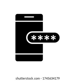 Locked phone. PİN code icon, password sign design. Encrypted system. Guarded