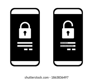 Locked Phone. Password security access on mobile icon. Private authorization sign. Authentication login from system. Illustration vector