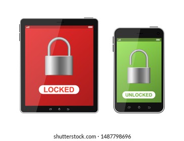 Locked phone vector design illustration isolated on white background