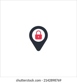 Locked placeholder line icon. linear style sign for mobile concept and web design. Privacy lock with map pin outline vector icon. Gps security symbol, logo illustration. Vector graphics