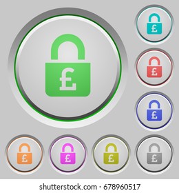 Locked Pounds color icons on sunk push buttons