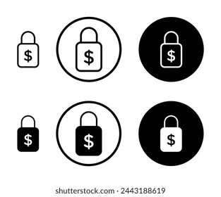 Locked Price Guarantee Icons. Fixed Income and Budget Assurance Symbols.
