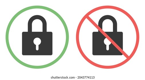 Signo prohibido bloqueado. Padlock en la ilustración del vector circular.