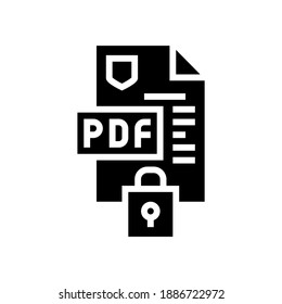 locked and protection pdf file glyph icon vector. locked and protection pdf file sign. isolated contour symbol black illustration