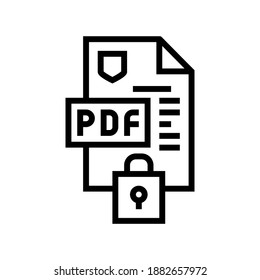 locked and protection pdf file line icon vector. locked and protection pdf file sign. isolated contour symbol black illustration