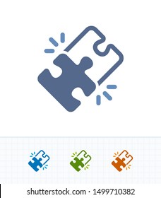 Locked Puzzle Pieces - Contrast Imprint Icons. A professional, pixel-aligned icon.