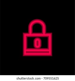 Locked red glowing neon ui ux icon. Glowing sign logo vector