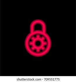 Locked red glowing neon ui ux icon. Glowing sign logo vector