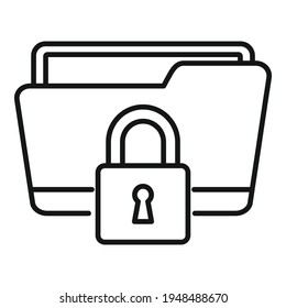 Locked remote folder icon. Outline Locked remote folder vector icon for web design isolated on white background
