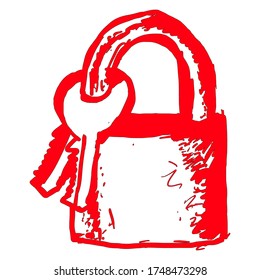 locked, represented by padlock locking its own key