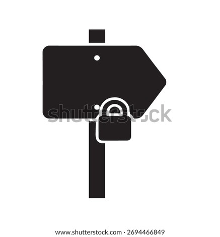 Locked Road Sign and Restricted Direction Access Icon