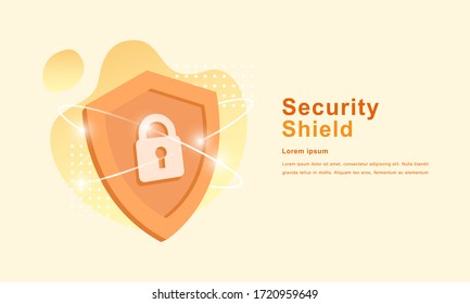 locked shield vector background illustration for landing page