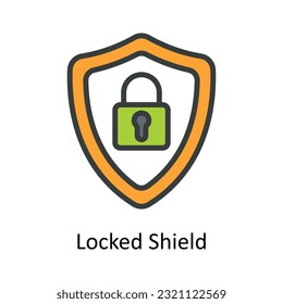 Ilustración de diseño de iconos de contorno de vectores de escudo bloqueado. Símbolo de ciberseguridad sobre archivo EPS 10 en fondo blanco