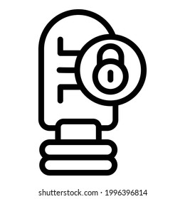 Locked smart lightbulb icon. Outline Locked smart lightbulb vector icon for web design isolated on white background