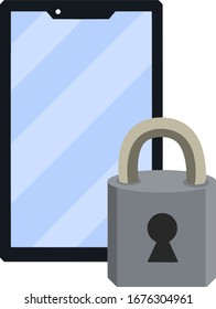Locked smartphone. Access to account. Icon for the app. Protecting your phone from a virus. Cartoon flat illustration. Closed lock