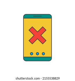 Locked smartphone icon in color icon, isolated on white background 