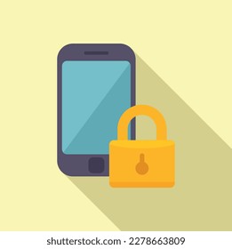 Locked smartphone icon flat vector. Data privacy. Secure policy