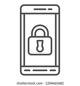 Locked smartphone icon. Outline locked smartphone vector icon for web design isolated on white background