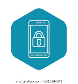 Locked smartphone icon. Outline locked smartphone vector icon for web design isolated on white background