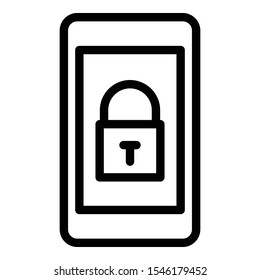 Locked smartphone icon. Outline locked smartphone vector icon for web design isolated on white background
