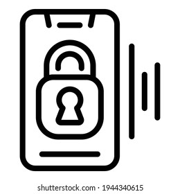 Locked smartphone icon. Outline locked smartphone vector icon for web design isolated on white background