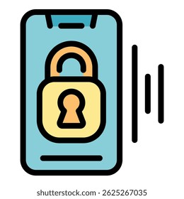 Icono de smartphone bloqueado. Esquema de Vector de teléfono inteligente bloqueado color plano aislado