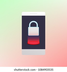 Locked Smartphone. Luminous padlock .Vector Illustration. Concept of phone lock