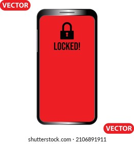 Locked smartphone with red display. Cell phone needs to be unlocked