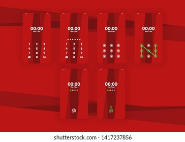 Locked Smartphone Screen with Pin Pattern Fingerprint Security Phone User Interface User Experience UI Template Vector Illustration