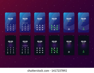 Locked Smartphone Screen with Pin Pattern Fingerprint Security Phone User Interface User Experience UI Template Vector Illustration
