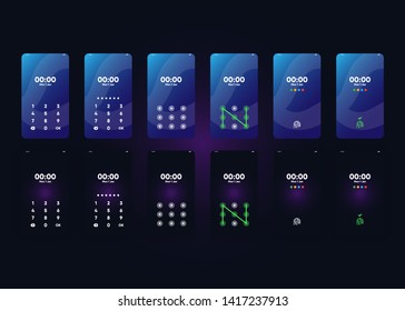 Locked Smartphone Screen with Pin Pattern Fingerprint Security Phone User Interface User Experience UI Template Vector Illustration