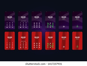 Locked Smartphone Screen with Pin Pattern Fingerprint Security Phone User Interface User Experience UI Template Vector Illustration