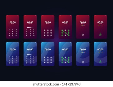 Locked Smartphone Screen with Pin Pattern Fingerprint Security Phone User Interface User Experience UI Template Vector Illustration