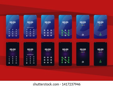 Locked Smartphone Screen with Pin Pattern Fingerprint Security Phone User Interface User Experience UI Template Vector Illustration
