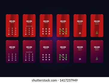 Locked Smartphone Screen with Pin Pattern Fingerprint Security Phone User Interface User Experience UI Template Vector Illustration