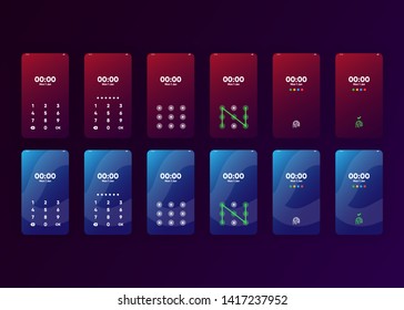 Locked Smartphone Screen with Pin Pattern Fingerprint Security Phone User Interface User Experience UI Template Vector Illustration